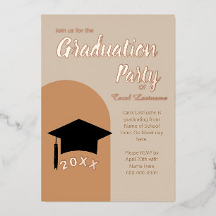 Invitación Con Relieve Metalizado Arco de Terracota Simple Moderno para Fiesta de Gr
