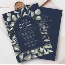 Arco de Verdor Navy RSVP Código QR Boda Rosa Oro