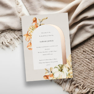 Invitación Con Relieve Metalizado Arco Floral Rústico de Otoño de Calabaza para Desp