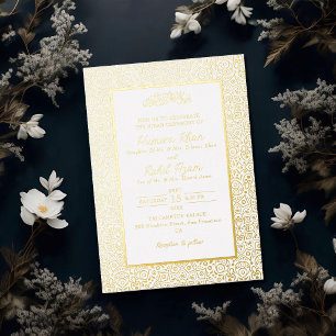 Invitación Con Relieve Metalizado Arco geométrico de la mezquita árabe Boda islámica