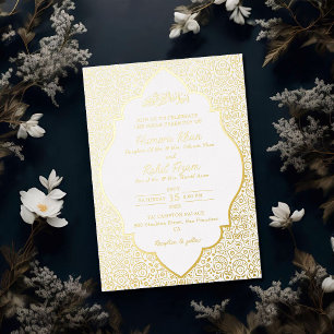 Invitación Con Relieve Metalizado Arco geométrico de la mezquita árabe Boda islámica