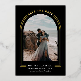 Invitación Con Relieve Metalizado Arco Mínimo Guardar La Invitación De Relieve metal