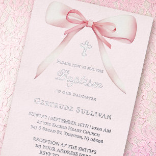 Invitación Con Relieve Metalizado Arco rosa   Bautismo