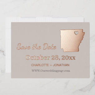 Invitación Con Relieve Metalizado Arkansas Boda Guardar La Fecha Rosa Dorado