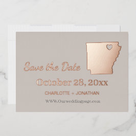 Invitación Con Relieve Metalizado Arkansas Wedding Save the Date Rosa Gold
