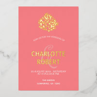 Arrecife de Coral Rosa Moderno Minimalista Boda en