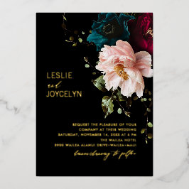 Invitación Con Relieve Metalizado Arreglo floral de PixDezines Oscuro Moody