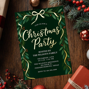 Invitación Con Relieve Metalizado Arreglos de Bow dorado elegante para la fiesta de 