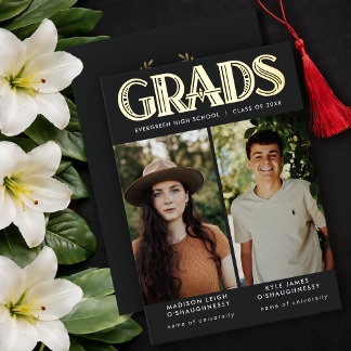 Invitación Con Relieve Metalizado Art Deco GRADUATES 2 Photo Foil Announcement
