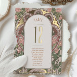 Invitación Con Relieve Metalizado Art Nouveau Boda Gold Accents Número de tabla<br><div class="desc">Disfrute de la elegancia atemporal de la era Art Nouveau con esta invitación a la boda, realizada con gusto. En la parte delantera de la invitación se combina armoniosamente el rosa y el verde sabio de los arreglos florales, rodeando un monograma que combina con elegancia las iniciales de la pareja...</div>