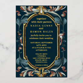 Invitación Con Relieve Metalizado Arte boda romántico nuevo oro