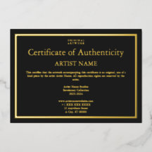 Arte de Certificado de Autenticidad de Hoja de Oro