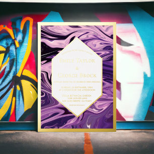 Invitación Con Relieve Metalizado Arte de galaxia geométrica minimalista elegante bo