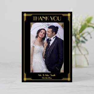 Invitación Con Relieve Metalizado Arte Deco de Boda Gracias con Hojuela de Oro Real