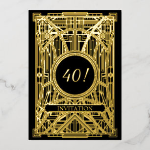 Invitación Con Relieve Metalizado Arte Deco Los locos años 20 Gran Gatsby