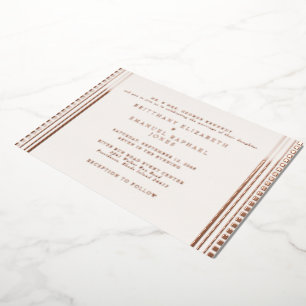 Invitación Con Relieve Metalizado Arte Deco Marfil Bodas Hoja de Oro Rosa