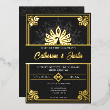 Arte Deco Moderno Bodas Pavón Dorado