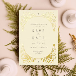 Invitación Con Relieve Metalizado Arte elegante de pan de oro Art Nouveau Foil Save 