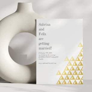 Invitación Con Relieve Metalizado Arte geométrico minimalista moderno Boda Oro