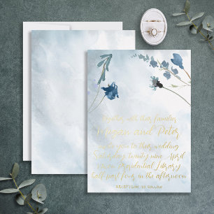 Invitación Con Relieve Metalizado Arte gráfico fino de caligrafía en lámina de flor 