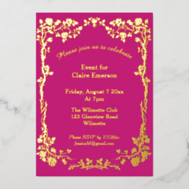 Invitación Con Relieve Metalizado Arte nuevo Elegante Rosa Dorada Celebración