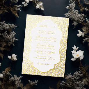 Invitación Con Relieve Metalizado Arte Persa Girih Entrelazado Islámico Boda