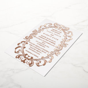 Invitación Con Relieve Metalizado arte romántico boda rosa