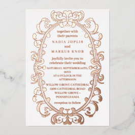 Invitación Con Relieve Metalizado arte romántico boda rosa