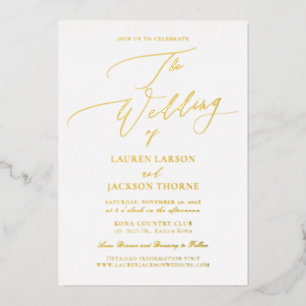 Invitación Con Relieve Metalizado ArtsApp Elegante Luxe Caligrafía Boda DIY Color