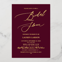 Invitación Con Relieve Metalizado ArtsApp Luxe Caligrafía Burgundy Oro