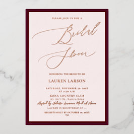 Invitación Con Relieve Metalizado ArtsApp Luxe Caligrafía Rosa Burgundy Oro Rosa