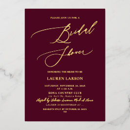 Invitación Con Relieve Metalizado ArtsApp Luxe Calligraphy Burgundy Gold