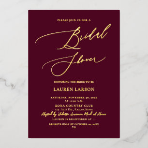 Invitación Con Relieve Metalizado ArtsApp Luxe Calligraphy Burgundy Gold