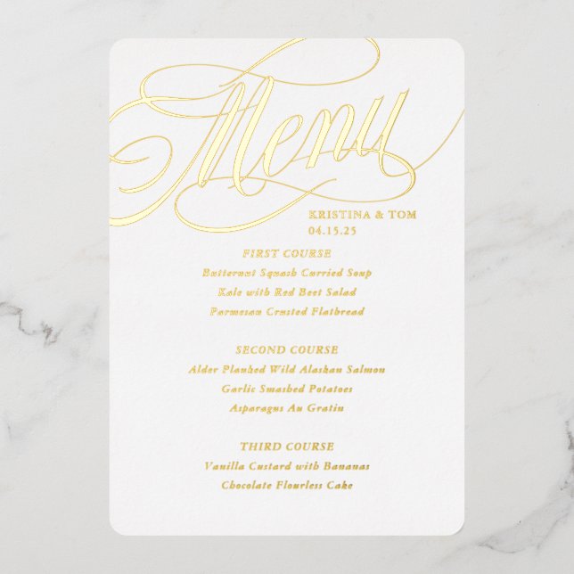 Invitación Con Relieve Metalizado Así que el menú Fancy Real (Anverso)