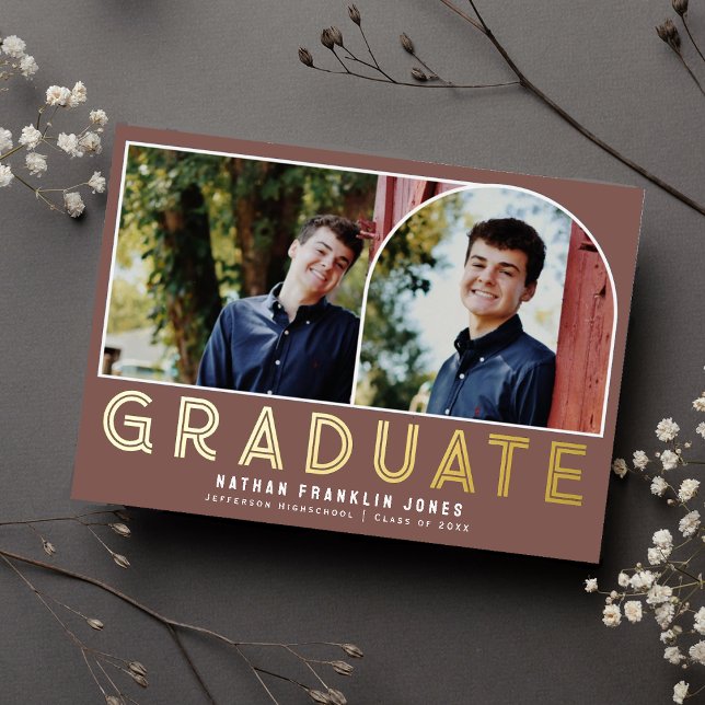 Invitación Con Relieve Metalizado Audaz Rosa de Graduación Foto de Arco (Subido por el creador)