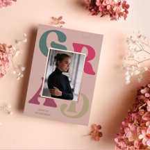 Audaz tipografía retro verde rosa 2024 Graduación