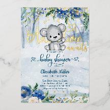Aventura de invierno espera Baby Shower de oso pol