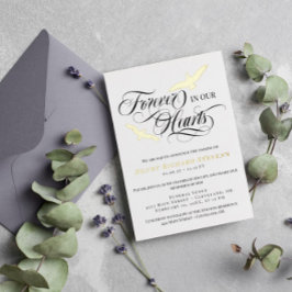 Invitación Con Relieve Metalizado Aves Relieves metalizados dorados Para Siempre En