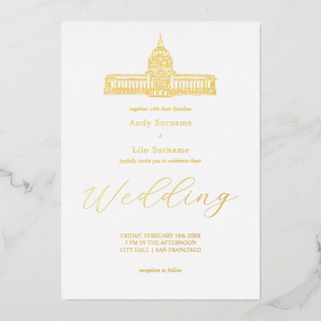 Invitación Con Relieve Metalizado Ayuntamiento de San Francisco (Anverso)