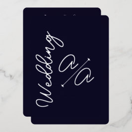Invitación Con Relieve Metalizado Azul Marino Color Sólido con Hoja de Plata para Bo
