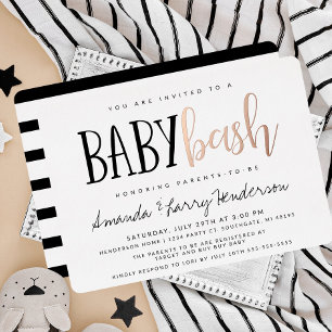 Invitación Con Relieve Metalizado Baby Bash Couples Baby Shower