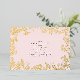 Invitación Con Relieve Metalizado Baby Shower, Chica rosa de aliento del bebé