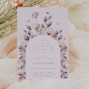 Invitación Con Relieve Metalizado Baby Shower de Butfly Garden