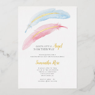 Invitación Con Relieve Metalizado Baby Shower de color de agua revelado de género