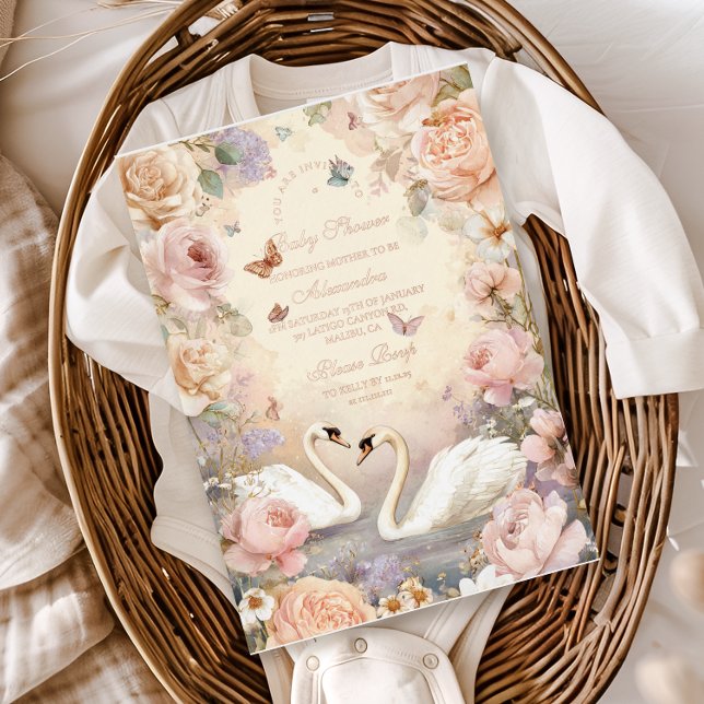 Invitación Con Relieve Metalizado Baby Shower de Swan Lake Garden (Subido por el creador)
