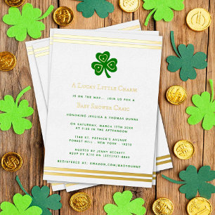 Invitación Con Relieve Metalizado Baby Shower del Día de San Patricio con Estilo y H