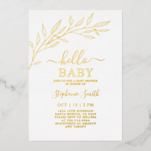 Invitación Con Relieve Metalizado Baby Shower Gold