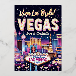 Invitación Con Relieve Metalizado Bachelorette Bash de Las Vegas