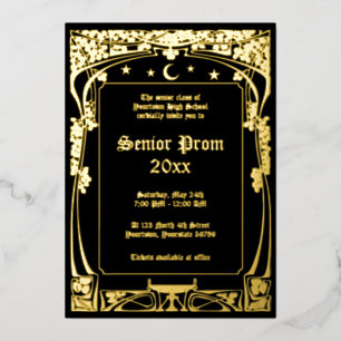 Invitación Con Relieve Metalizado Baile de Gala Art Nouveau