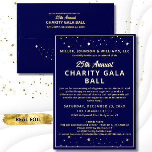 Invitación Con Relieve Metalizado Baile de Gala de Caridad de la Compañía Elegante P